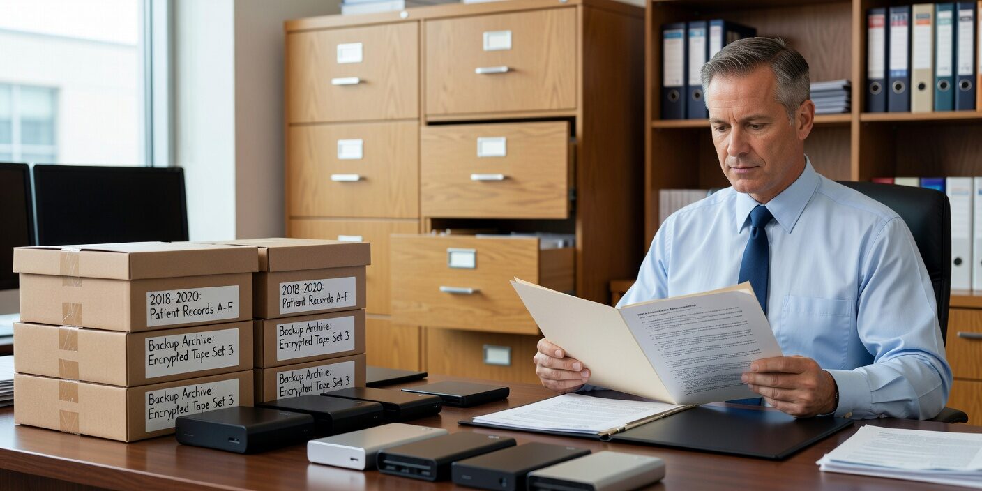 Learn HIPAA backup retention requirements for medical practices. Understand the difference between 6-year compliance docs and state medical record laws.