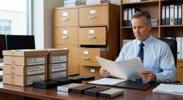 Learn HIPAA backup retention requirements for medical practices. Understand the difference between 6-year compliance docs and state medical record laws.
