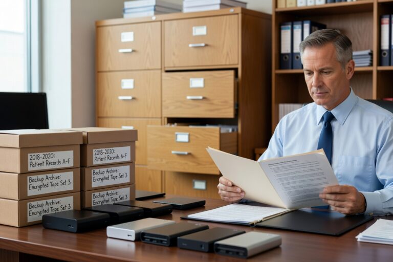 Learn HIPAA backup retention requirements for medical practices. Understand the difference between 6-year compliance docs and state medical record laws.