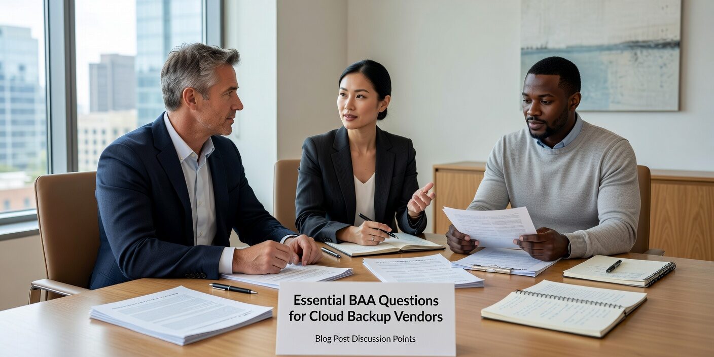 Essential questions healthcare practices must ask cloud backup vendors before signing a BAA. Protect patient data and ensure HIPAA compliance.