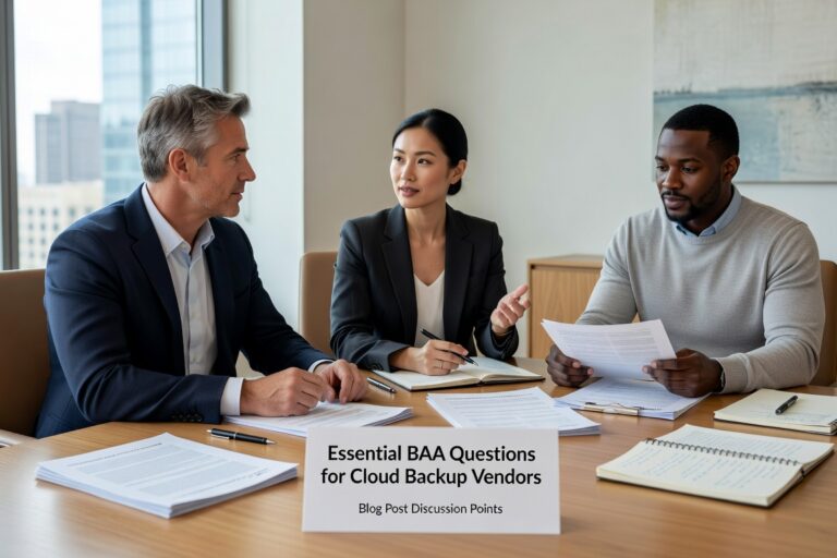 Essential questions healthcare practices must ask cloud backup vendors before signing a BAA. Protect patient data and ensure HIPAA compliance.