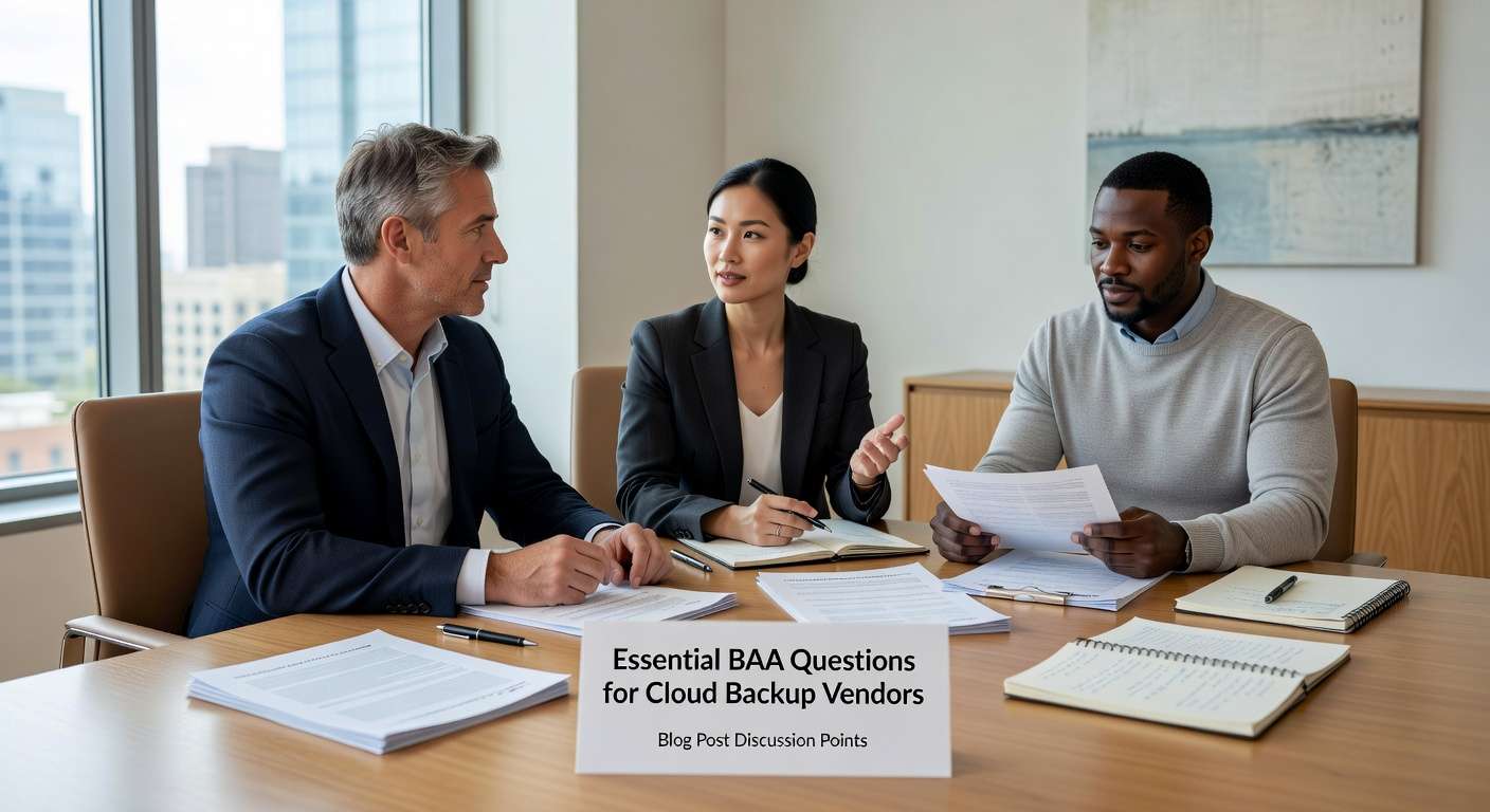 Essential questions healthcare practices must ask cloud backup vendors before signing a BAA. Protect patient data and ensure HIPAA compliance.