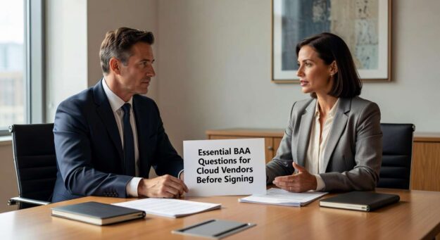 Essential questions healthcare practices must ask cloud vendors before signing BAAs. Covers encryption, compliance, data location, and breach response for HIPAA protection.