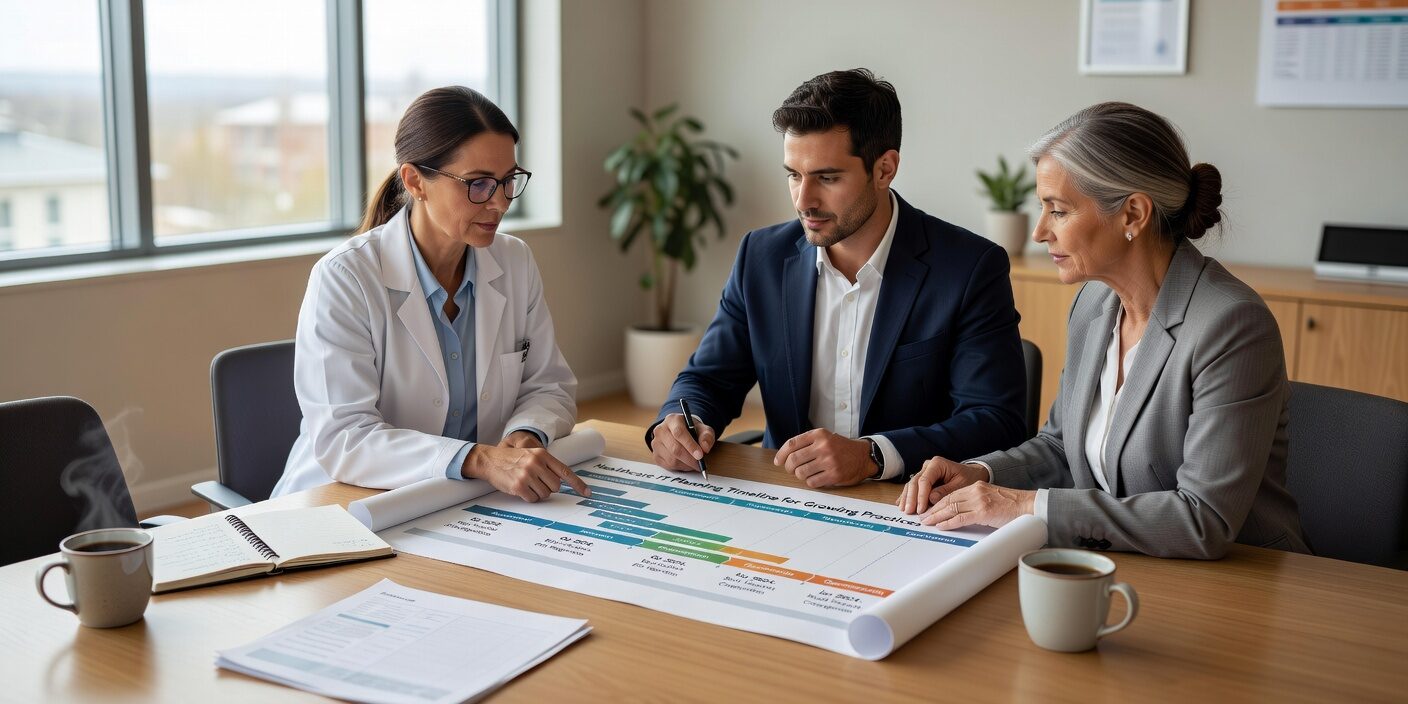 Learn essential timelines and strategies for healthcare IT planning as your practice grows. Discover roadmaps, scaling tips, and compliance integration.