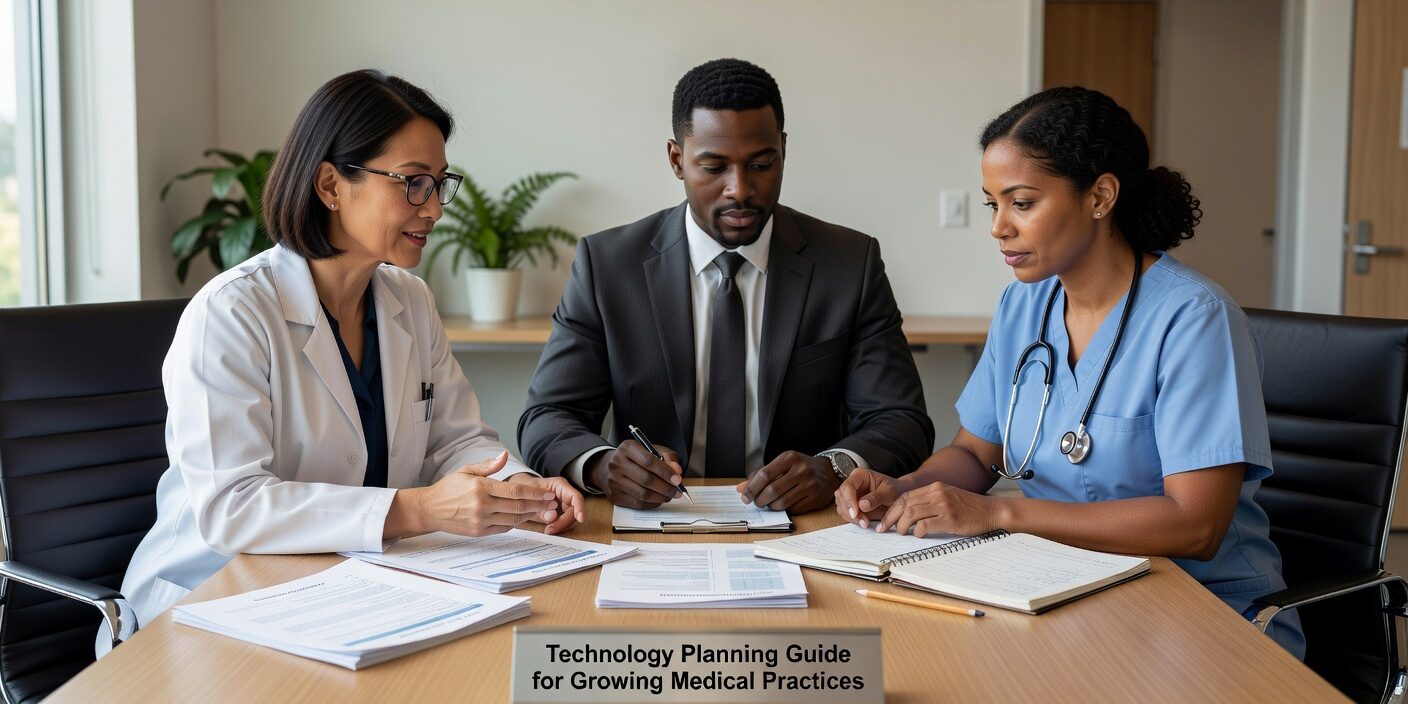 Strategic technology planning guide for growing medical practices. Learn infrastructure priorities, vendor management, and compliance frameworks.