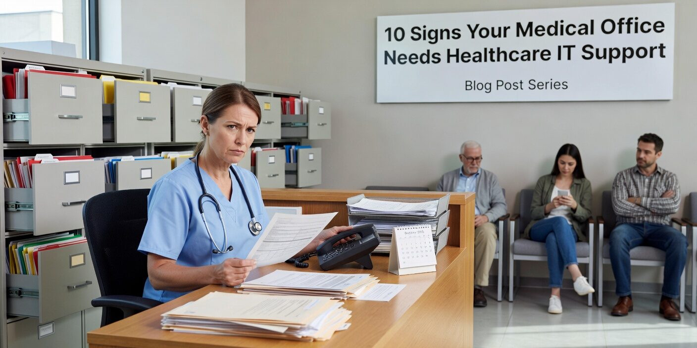 Discover 10 critical warning signs that indicate your medical practice needs professional IT support to prevent downtime, compliance issues, and security risks.
