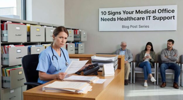 Discover 10 critical warning signs that indicate your medical practice needs professional IT support to prevent downtime, compliance issues, and security risks.