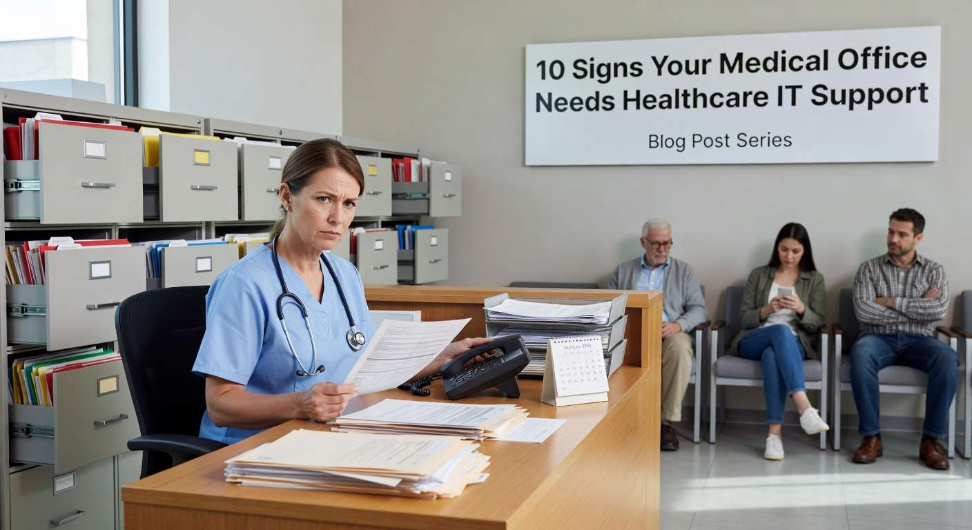 Discover 10 critical warning signs that indicate your medical practice needs professional IT support to prevent downtime, compliance issues, and security risks.