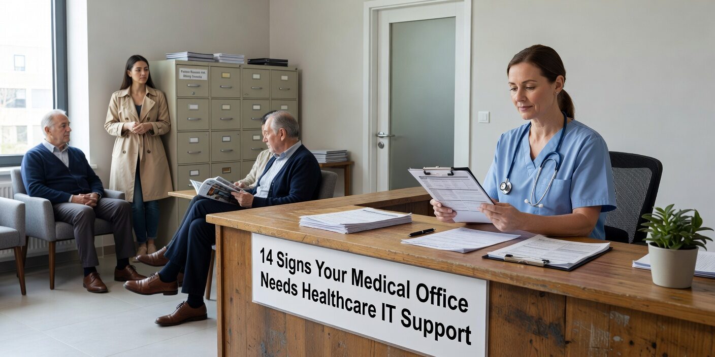 Recognize 14 critical warning signs that your medical practice needs professional healthcare IT support to prevent downtime, compliance issues, and operational chaos.