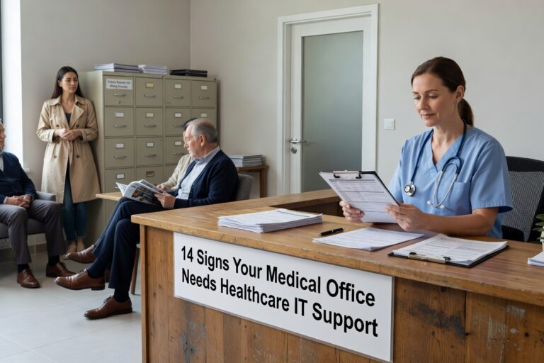 Recognize 14 critical warning signs that your medical practice needs professional healthcare IT support to prevent downtime, compliance issues, and operational chaos.