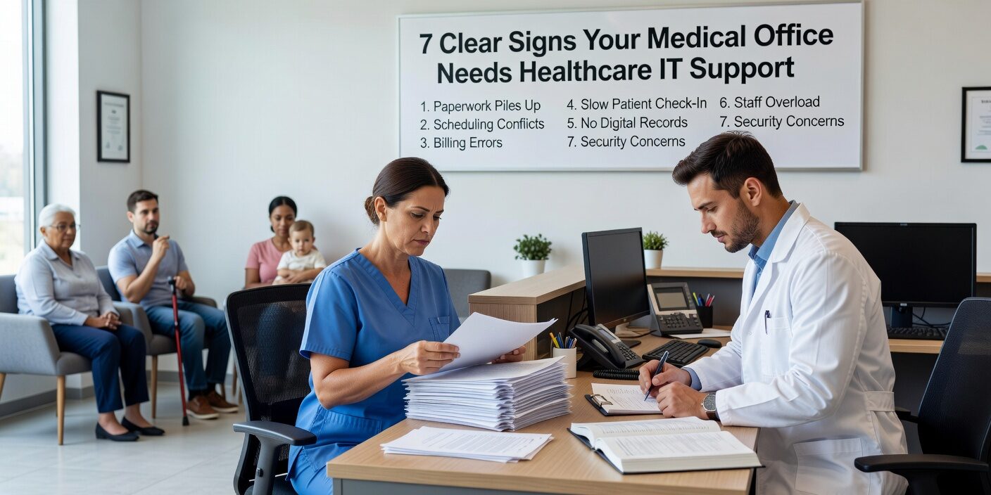 7 Clear Signs Your Medical Office Needs Healthcare IT Support Featured Image Discover 7 warning signs that indicate your medical practice has outgrown basic computer support and needs specialized healthcare technology services.