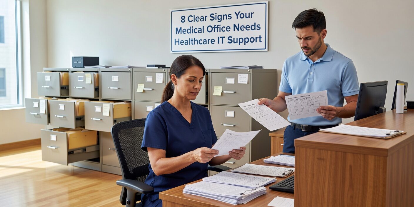 Discover 8 warning signs that indicate your medical practice needs professional healthcare IT support to protect patient data and maintain smooth operations.