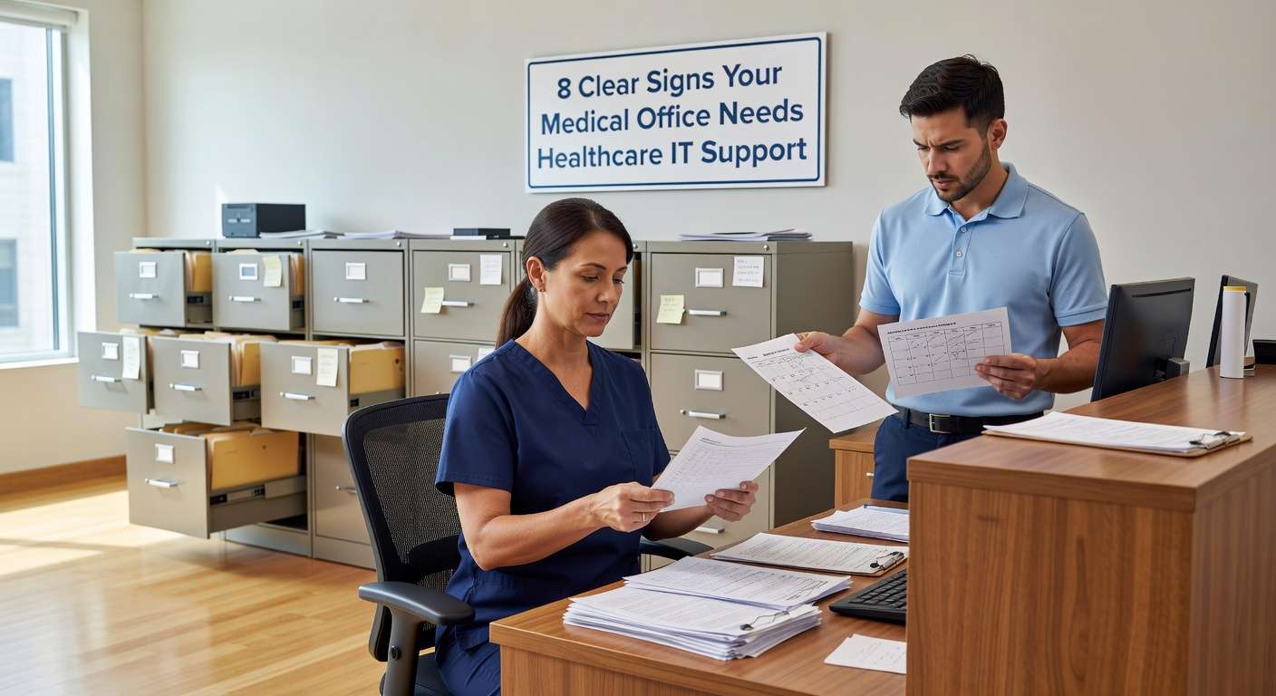 Discover 8 warning signs that indicate your medical practice needs professional healthcare IT support to protect patient data and maintain smooth operations.