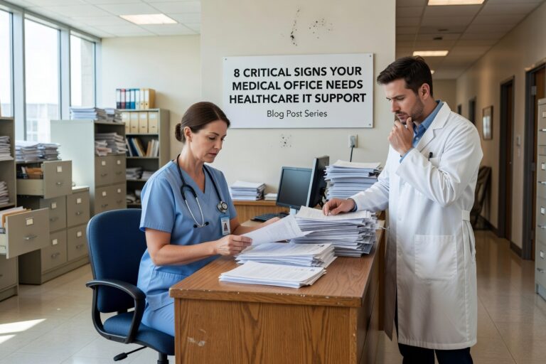 Discover 8 critical warning signs that indicate your medical office needs professional IT support to prevent downtime and protect patient data.