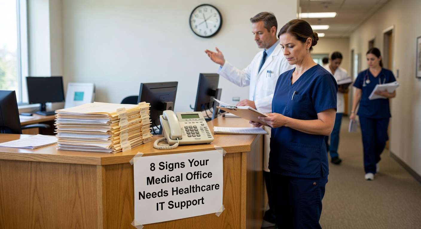 Learn the 8 warning signs that indicate your medical practice needs professional IT support to prevent downtime, ensure HIPAA compliance, and protect patient data.