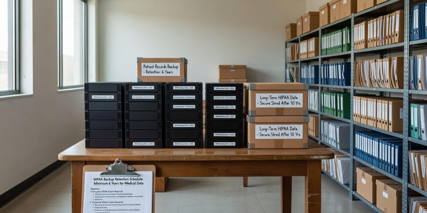 Backup Retention for HIPAA: How Long to Keep Medical Data Safely Featured Image Learn HIPAA backup retention requirements for medical practices. Understand how long to keep patient data, compliance records, and audit logs safely stored.