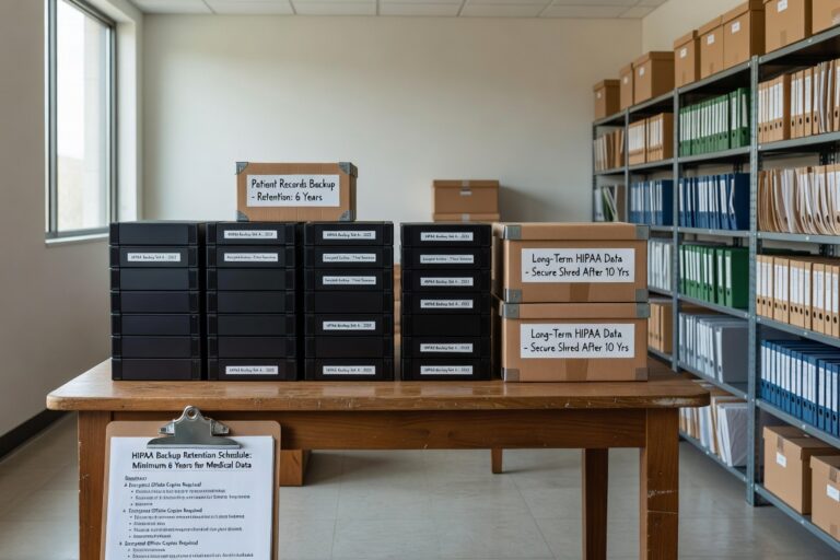 Learn HIPAA backup retention requirements for medical practices. Understand how long to keep patient data, compliance records, and audit logs safely stored.