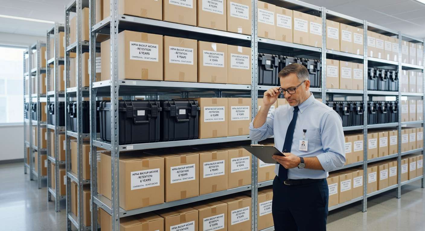 Learn backup retention requirements for HIPAA compliance. Understand the difference between 6-year documentation rules and longer medical record retention periods.