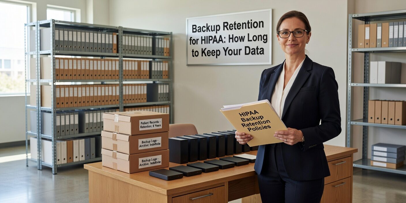 Learn HIPAA backup retention requirements for healthcare practices. Understand documentation rules, state law compliance, and practical retention strategies.