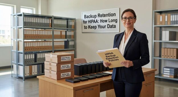 Learn HIPAA backup retention requirements for healthcare practices. Understand documentation rules, state law compliance, and practical retention strategies.