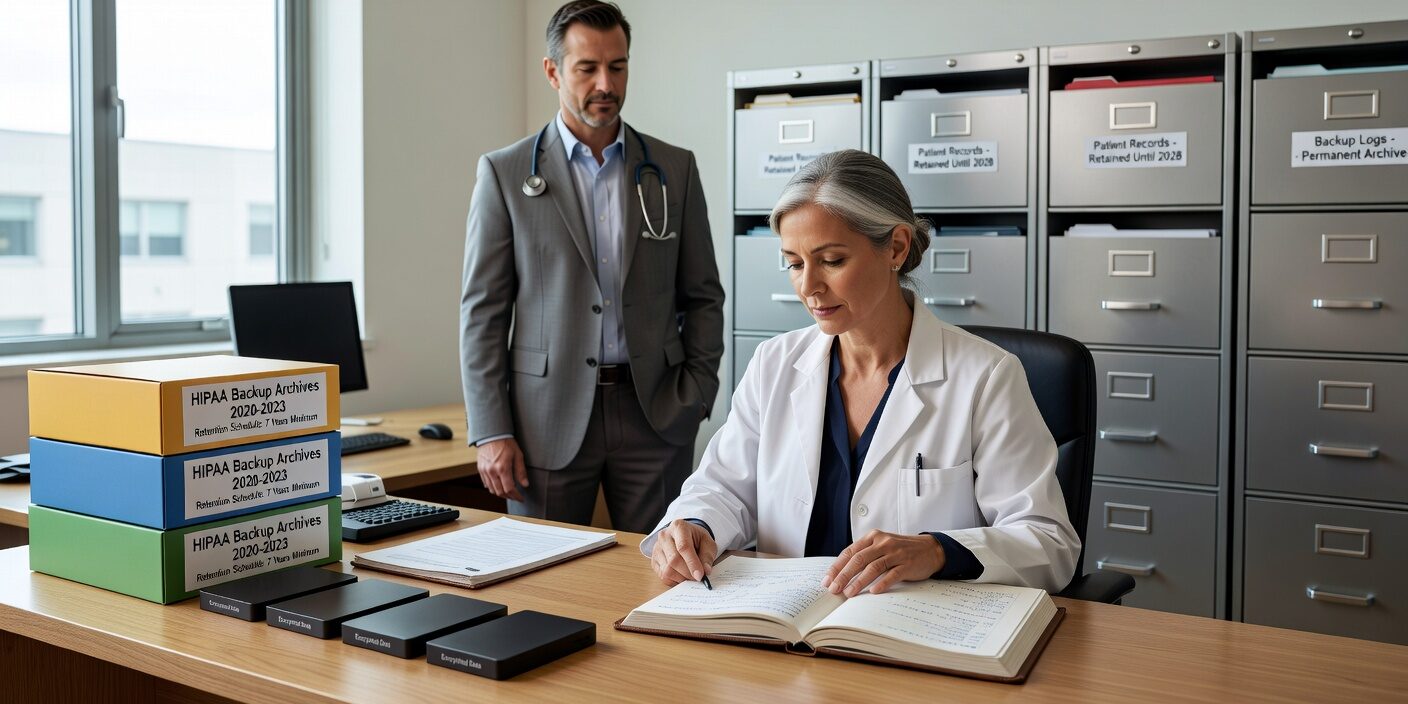 Learn HIPAA backup retention requirements for medical practices. Understand how long to keep healthcare data backups, compliance documentation, and audit records.