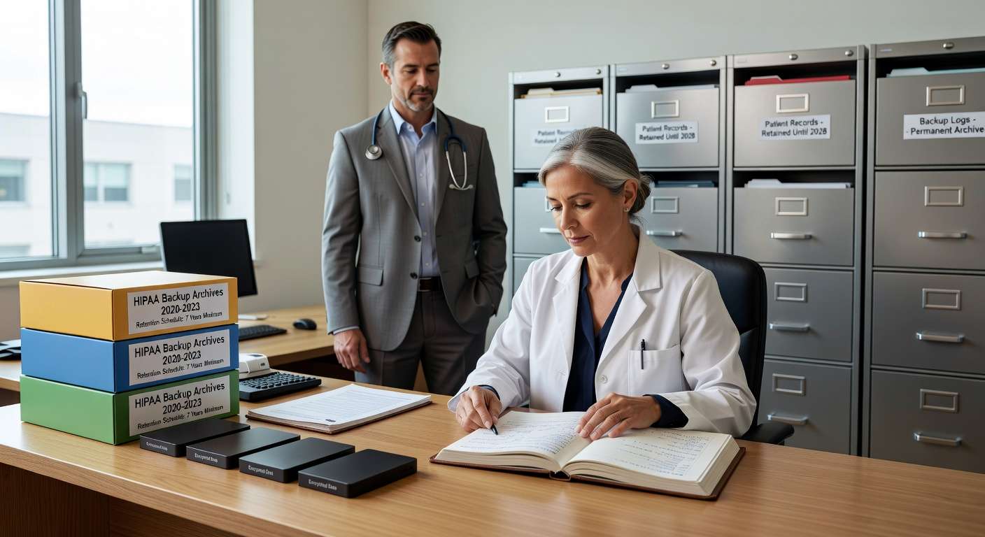 Learn HIPAA backup retention requirements for medical practices. Understand how long to keep healthcare data backups, compliance documentation, and audit records.