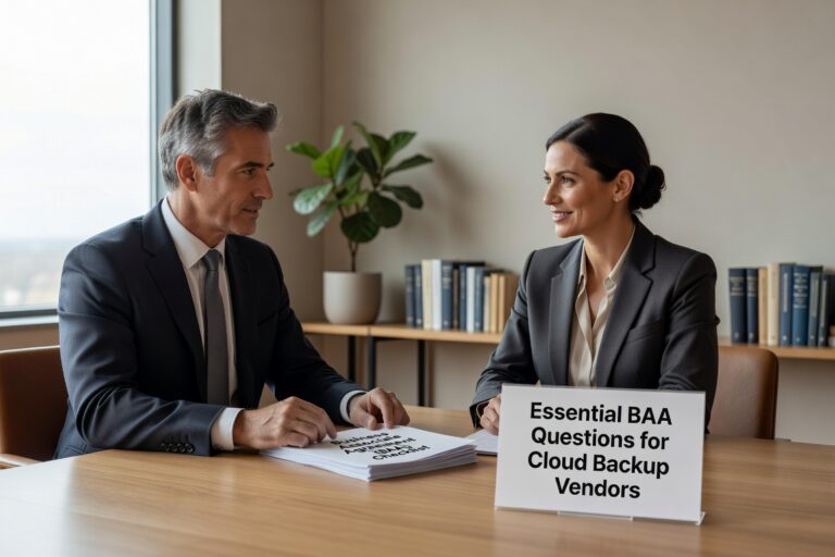 Essential questions to ask cloud backup vendors before signing a BAA. Protect patient data with proper vendor evaluation and HIPAA compliance requirements.