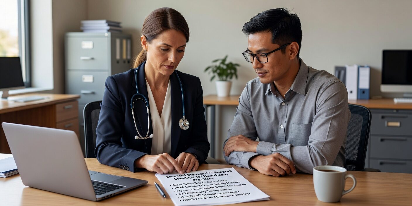 Essential Managed IT Support Checklist for Healthcare Practices Featured Image Essential checklist for healthcare practices evaluating IT support providers. Covers HIPAA compliance, cybersecurity, and operational requirements.