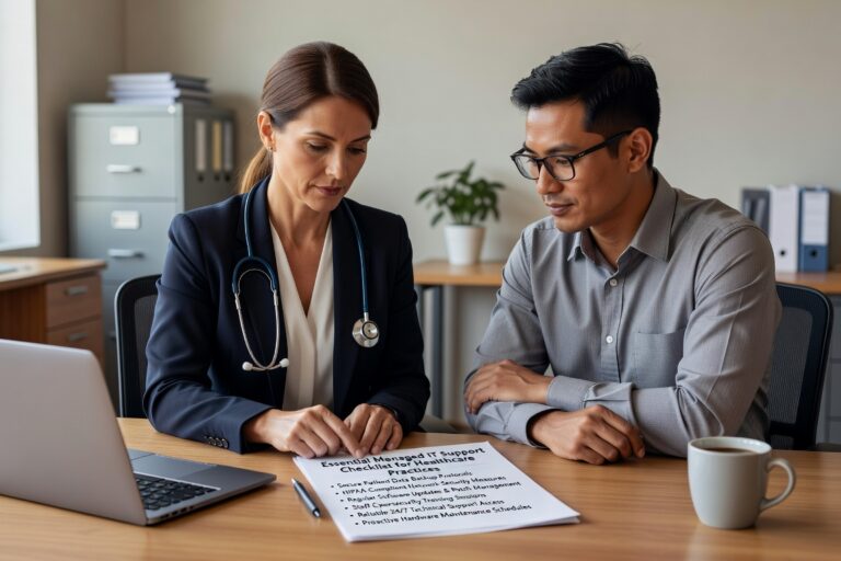 Essential checklist for healthcare practices evaluating IT support providers. Covers HIPAA compliance, cybersecurity, and operational requirements.