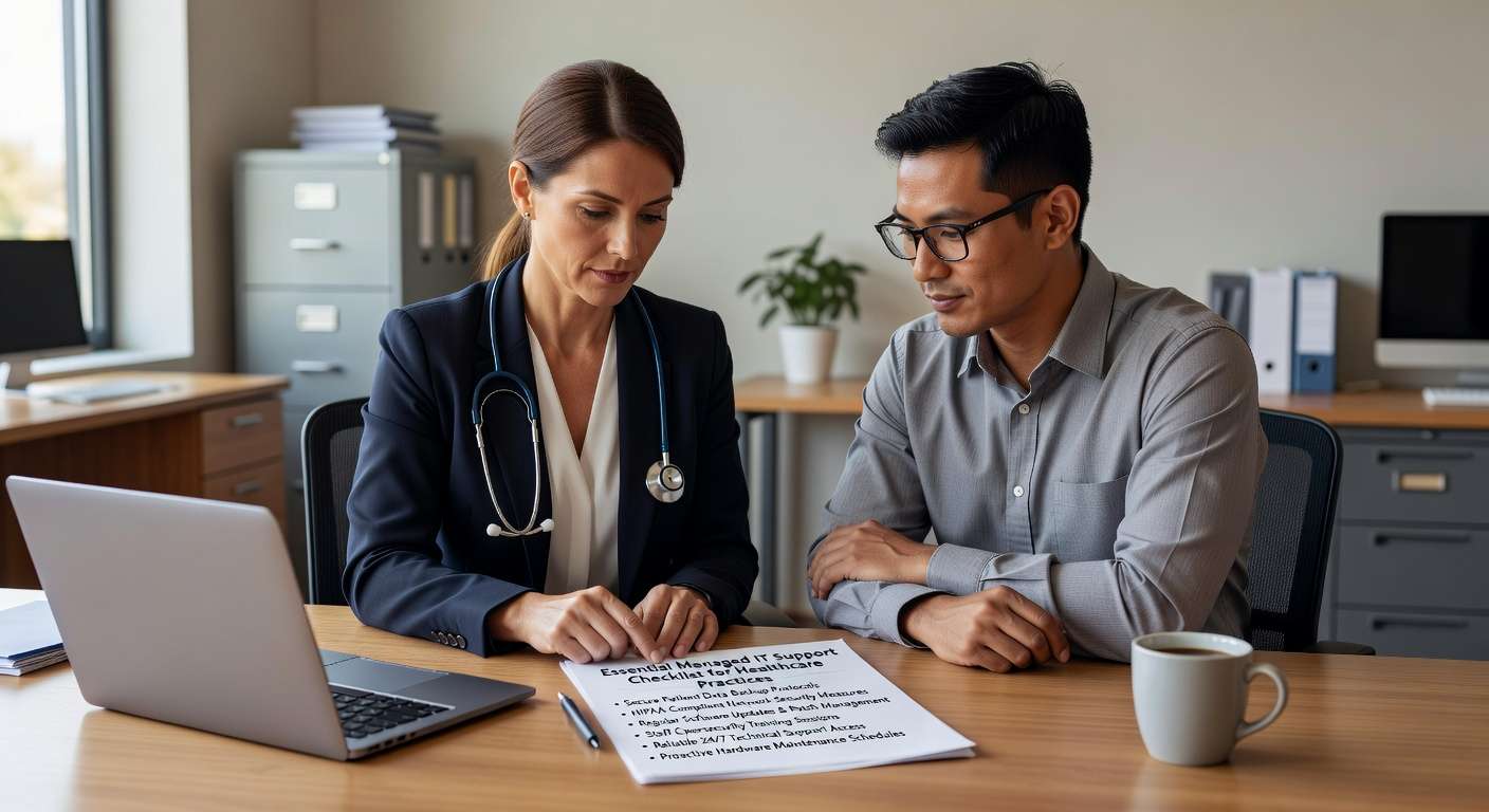 Essential checklist for healthcare practices evaluating IT support providers. Covers HIPAA compliance, cybersecurity, and operational requirements.