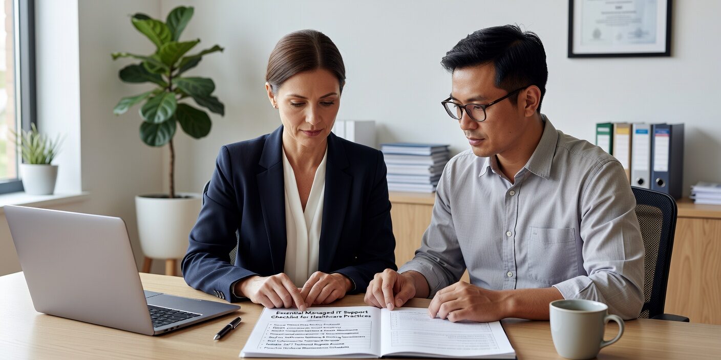Essential checklist for healthcare practices evaluating managed IT support providers. Covers HIPAA compliance, cybersecurity, and practice-specific requirements.
