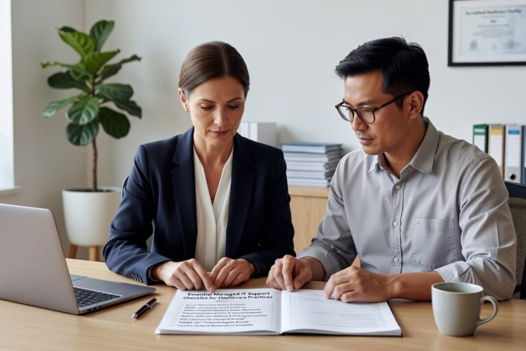 Essential checklist for healthcare practices evaluating managed IT support providers. Covers HIPAA compliance, cybersecurity, and practice-specific requirements.
