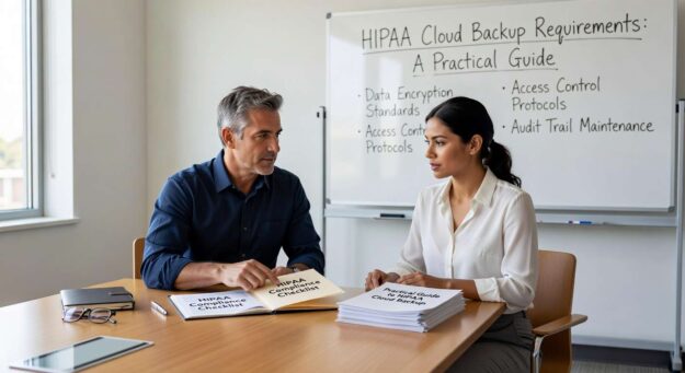 Learn essential HIPAA cloud backup requirements for healthcare practices including encryption, retention policies, BAAs, and testing standards.