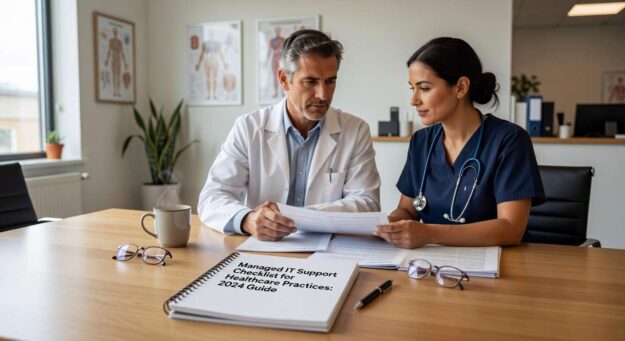 Essential checklist for healthcare practices evaluating managed IT support providers. Covers HIPAA compliance, cybersecurity, and EHR integration requirements for 2024.