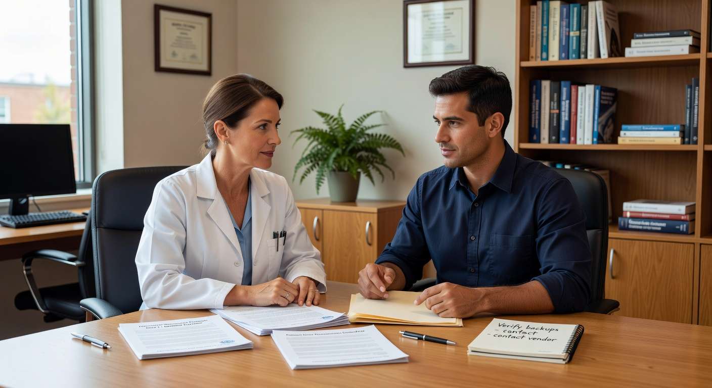 Learn essential steps for ransomware recovery in medical practices. Complete guide covers patient safety, system restoration, HIPAA compliance, and downtime procedures.