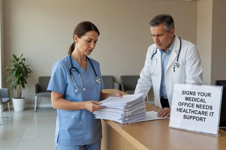 Discover key warning signs that indicate your medical office needs professional healthcare IT support, from system downtime to compliance gaps.