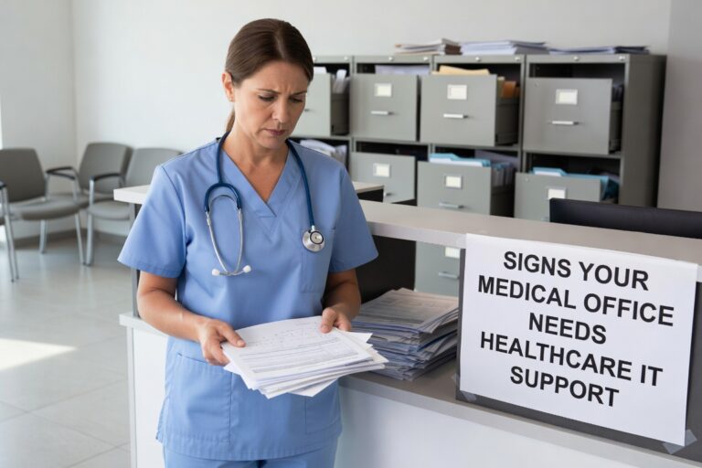 Learn the key warning signs that indicate your medical practice needs professional healthcare IT support, from system downtime to HIPAA compliance gaps.