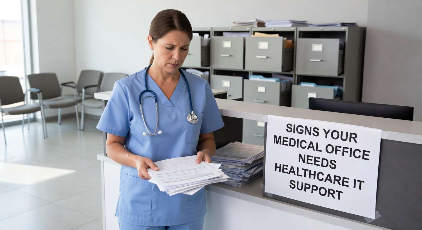 Learn the key warning signs that indicate your medical practice needs professional healthcare IT support, from system downtime to HIPAA compliance gaps.