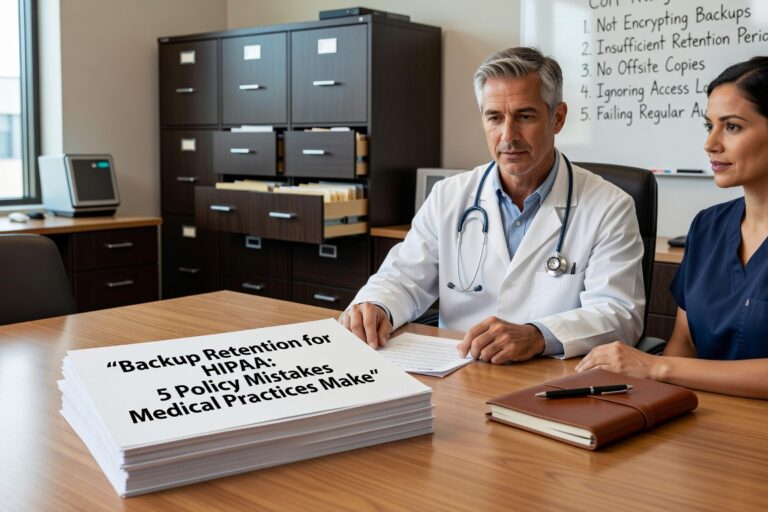Learn the 5 most common backup retention policy mistakes medical practices make with HIPAA compliance and discover best practices to protect patient data cost-effectively.