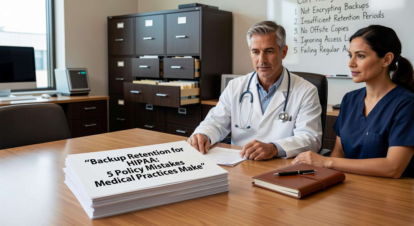 Learn the 5 most common backup retention policy mistakes medical practices make with HIPAA compliance and discover best practices to protect patient data cost-effectively.