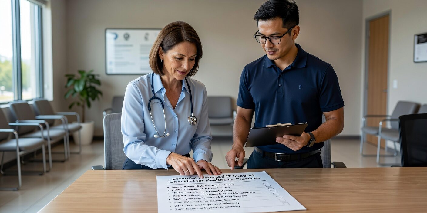 Essential Managed IT Support Checklist for Healthcare Practices Featured Image Essential checklist for healthcare practices to evaluate managed IT support providers. Covers HIPAA compliance, security controls, and downtime prevention.