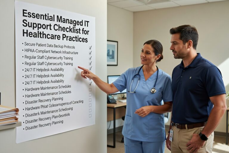 Complete checklist for evaluating managed IT providers for healthcare practices. Covers HIPAA compliance, security requirements, and clinical system support.